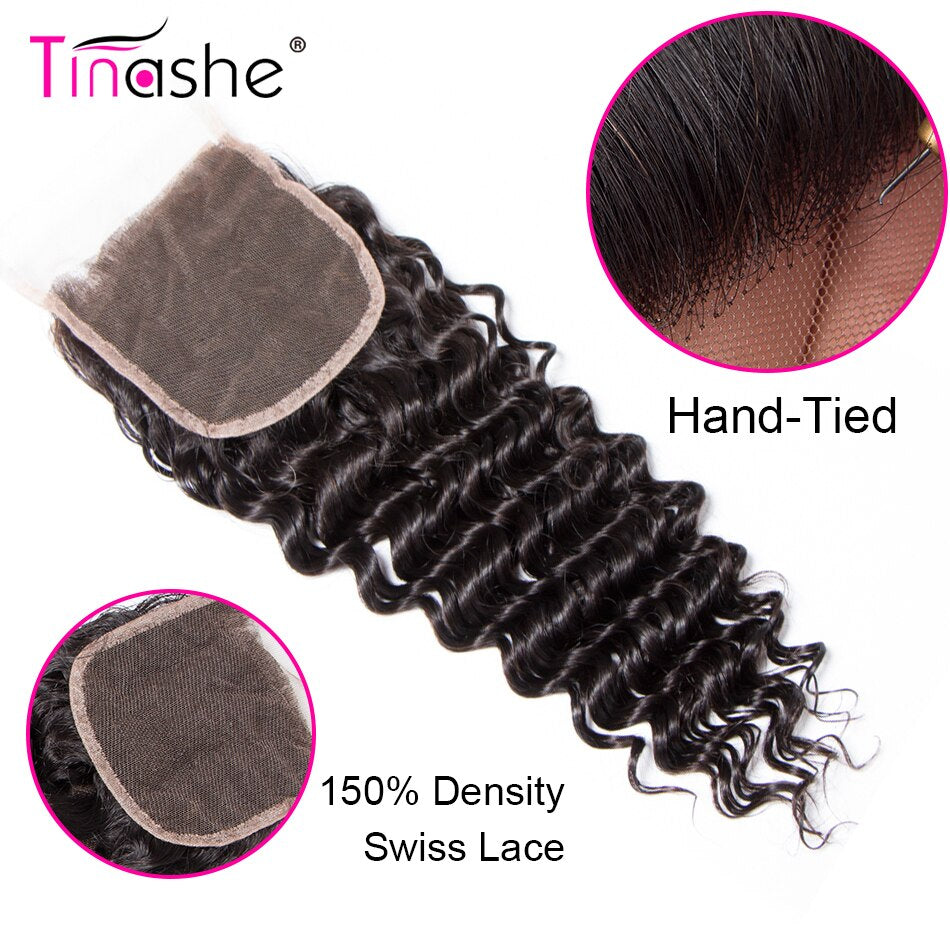 Hair Deep Wave Closure HD Transparent Lace Closure 100% 