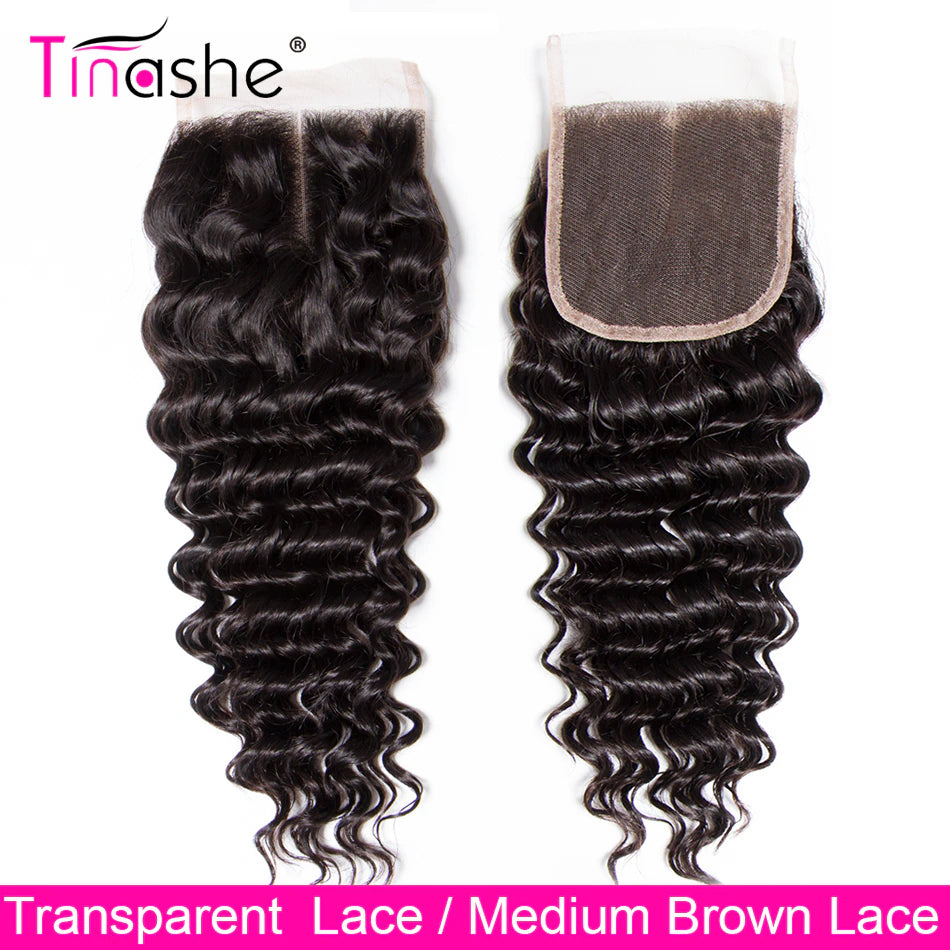 Hair Deep Wave Closure HD Transparent Lace Closure 100% 