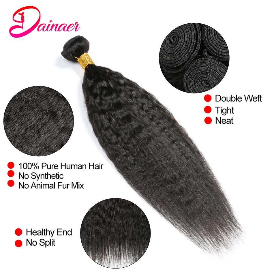 Kinky Straight Hair Bundles 100% Human Hair 