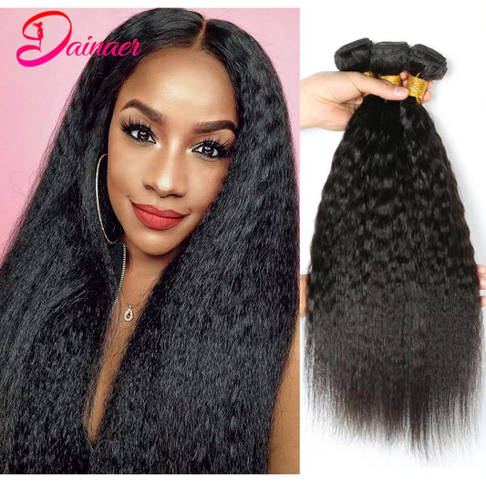 Kinky Straight Hair Bundles 100% Human Hair 