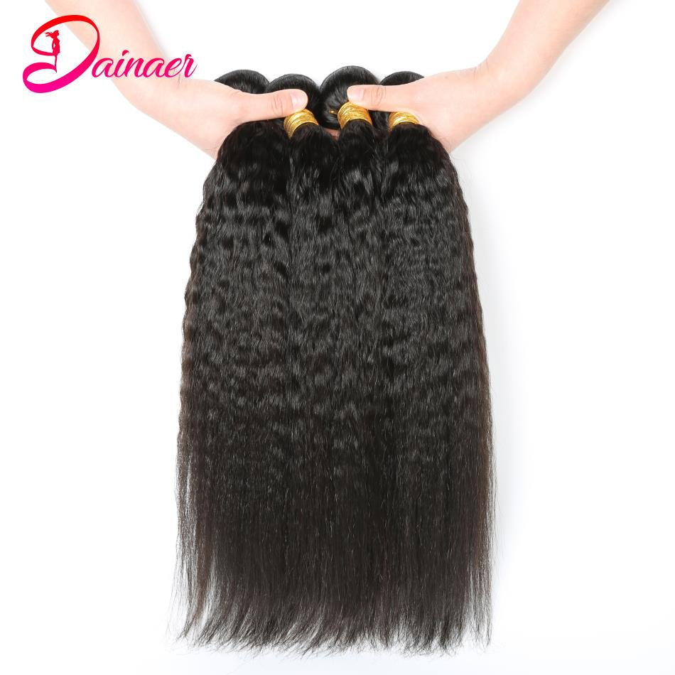 Kinky Straight Hair Bundles 100% Human Hair 